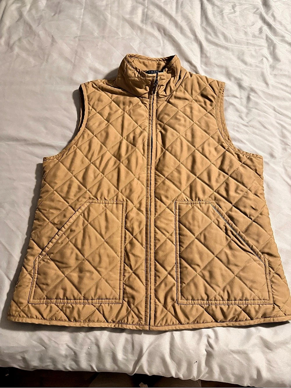 Chaps Quilted Vest in Brown Size Large
